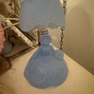 Elegant Blue glass southern bell boudoir lamp, L.E. Smith co. 1930’s-1940’s
